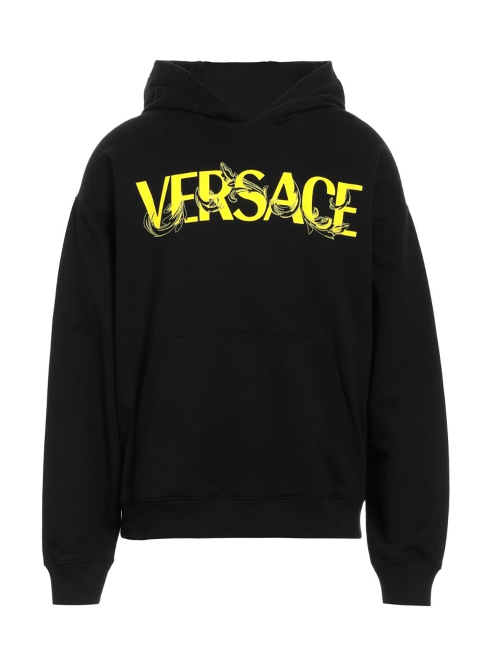 Versace Black Hoodie with Yellow Script Logo